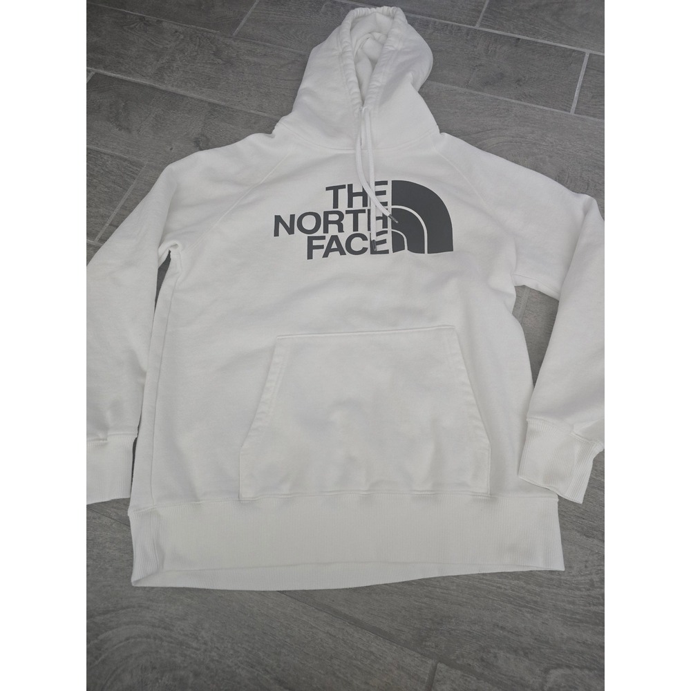 The North Face Womens Pullover Hoodie Medium White Logo‎ Graphic Casual